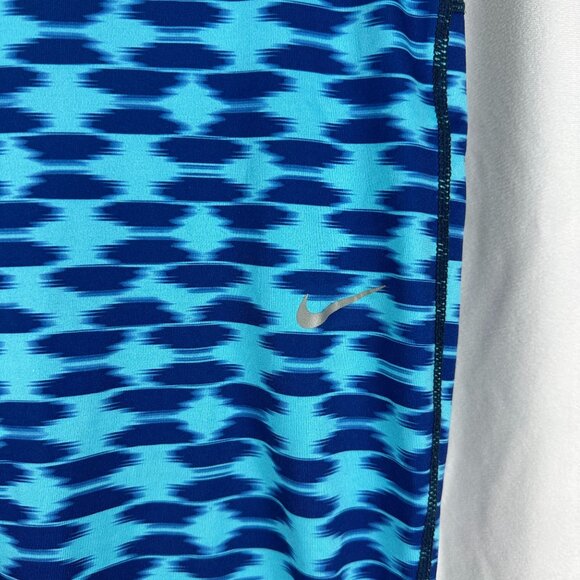 Nike Womens Dri-Fit Printed Relay Cropped Leggings Blue Patterned Size Medium - Picture 2 of 8